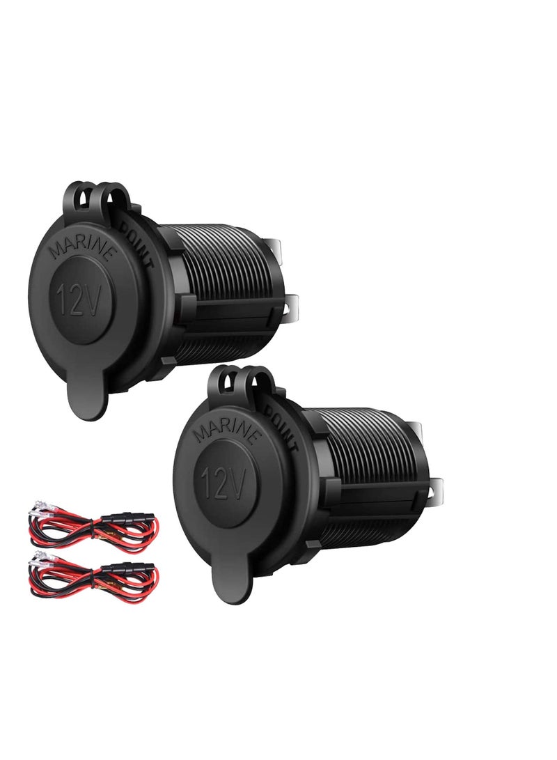 12V Cigarette Lighter Socket, 2 Pack Car Marine Motorcycle ATV RV Lighter Socket, Replacement 12 Volt Waterproof Plug, Power Outlet Socket Receptacle Waterproof Plug - Image 1
